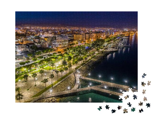 Cyprus. Night Limassol. Night Promenade of Limassol. Lima... Jigsaw Puzzle with 1000 pieces