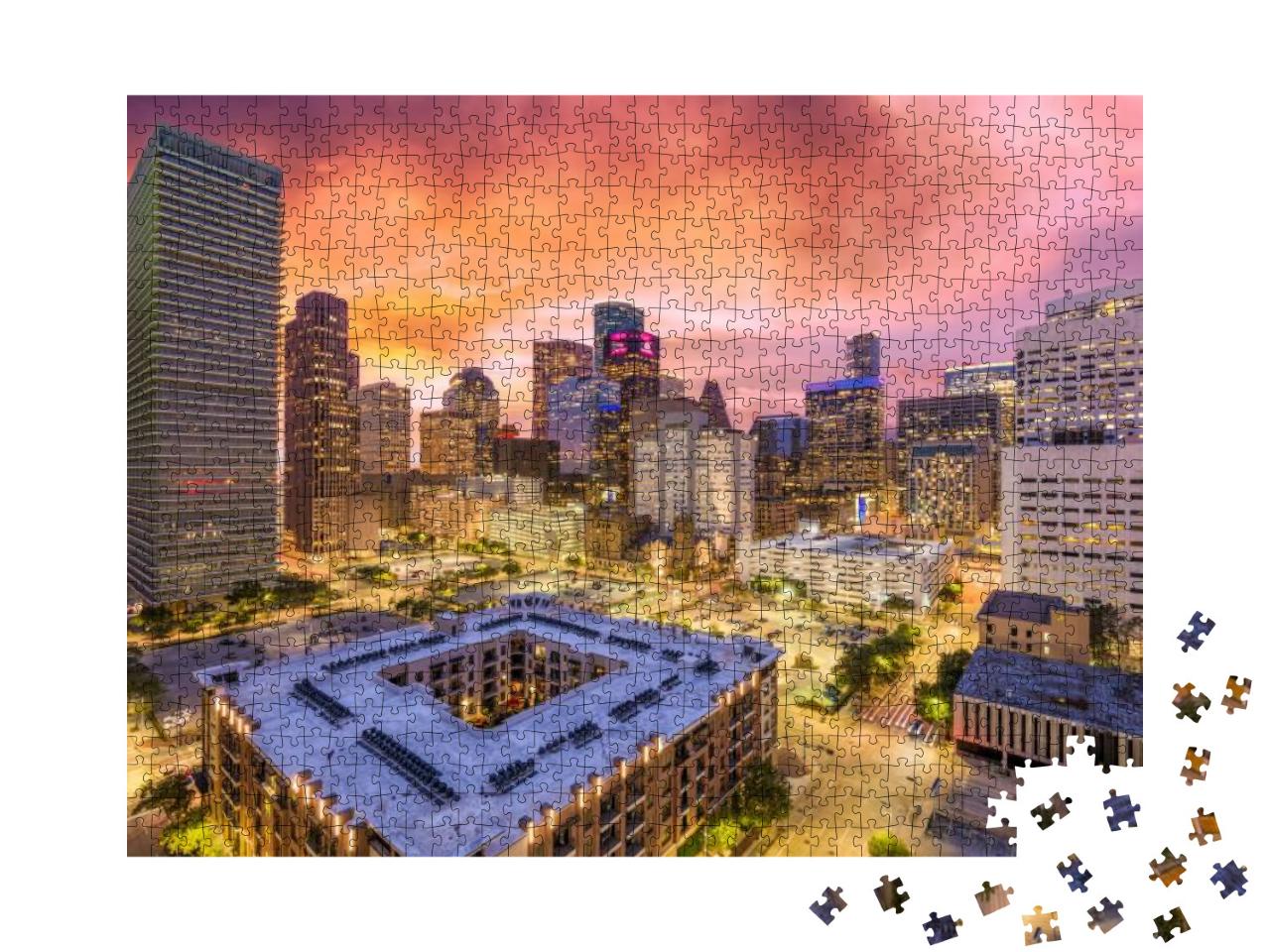 Houston, Texas, USA Downtown Cityscape At Dusk... Jigsaw Puzzle with 1000 pieces