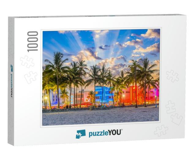 Miami Beach, Florida USA Cityscape on Ocean Drive... Jigsaw Puzzle with 1000 pieces