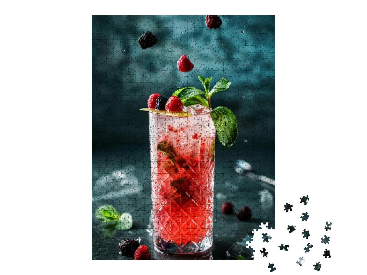 Fresh Berries Cocktail with Raspberry, Blackberry, Mint &... Jigsaw Puzzle with 1000 pieces