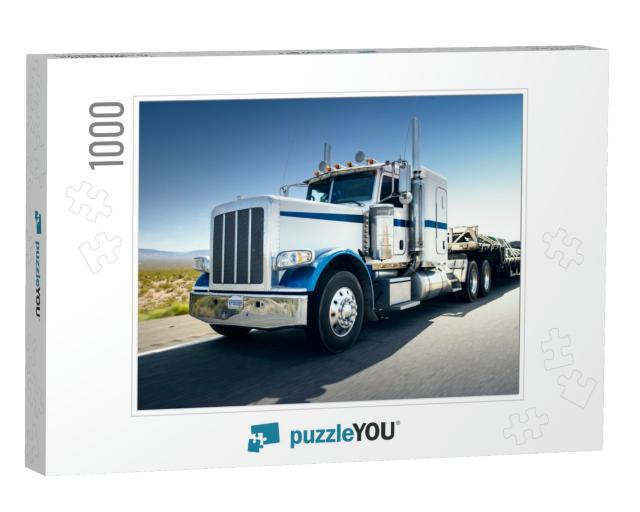 Truck & Highway At Day - Transportation Background... Jigsaw Puzzle with 1000 pieces