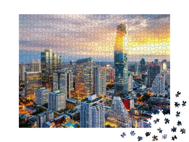 Bangkok City At Sunset, Mahanakorn Tower, Silom Area, Tha... Jigsaw Puzzle with 1000 pieces