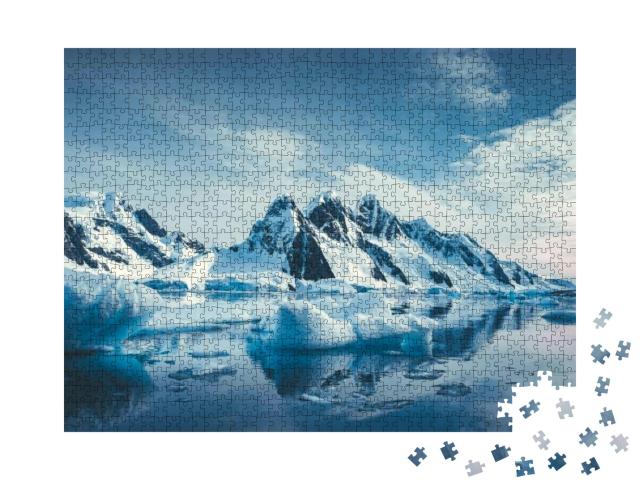 Blue Ice Covered Mountains in South Polar Ocean. Winter A... Jigsaw Puzzle with 1000 pieces