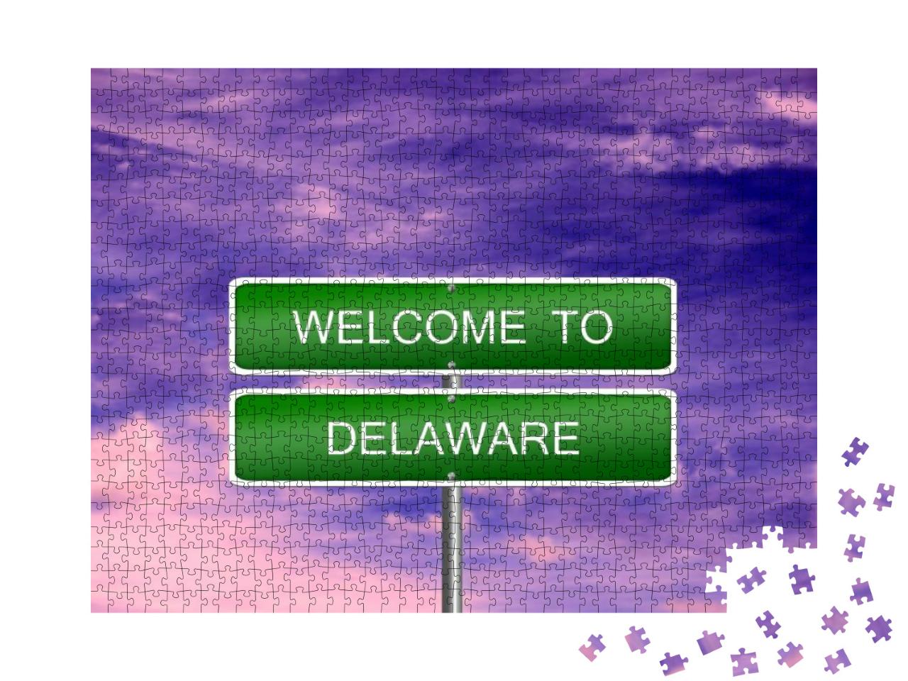 Delaware Welcome Us State Vacation Landscape USA Sign Trav... Jigsaw Puzzle with 1000 pieces