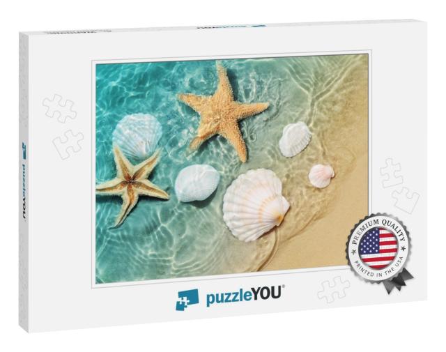 Starfish & Seashell on the Summer Beach in Sea Water. Sum... Jigsaw Puzzle