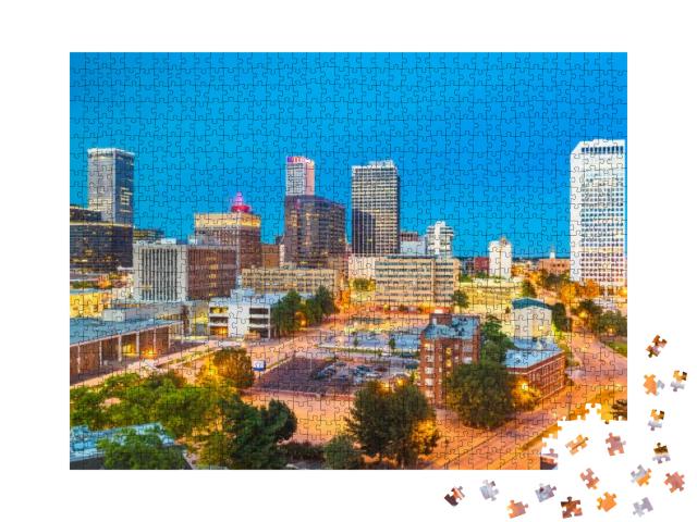 Tulsa, Oklahoma, USA Downtown City Skyline At Twilight... Jigsaw Puzzle with 1000 pieces