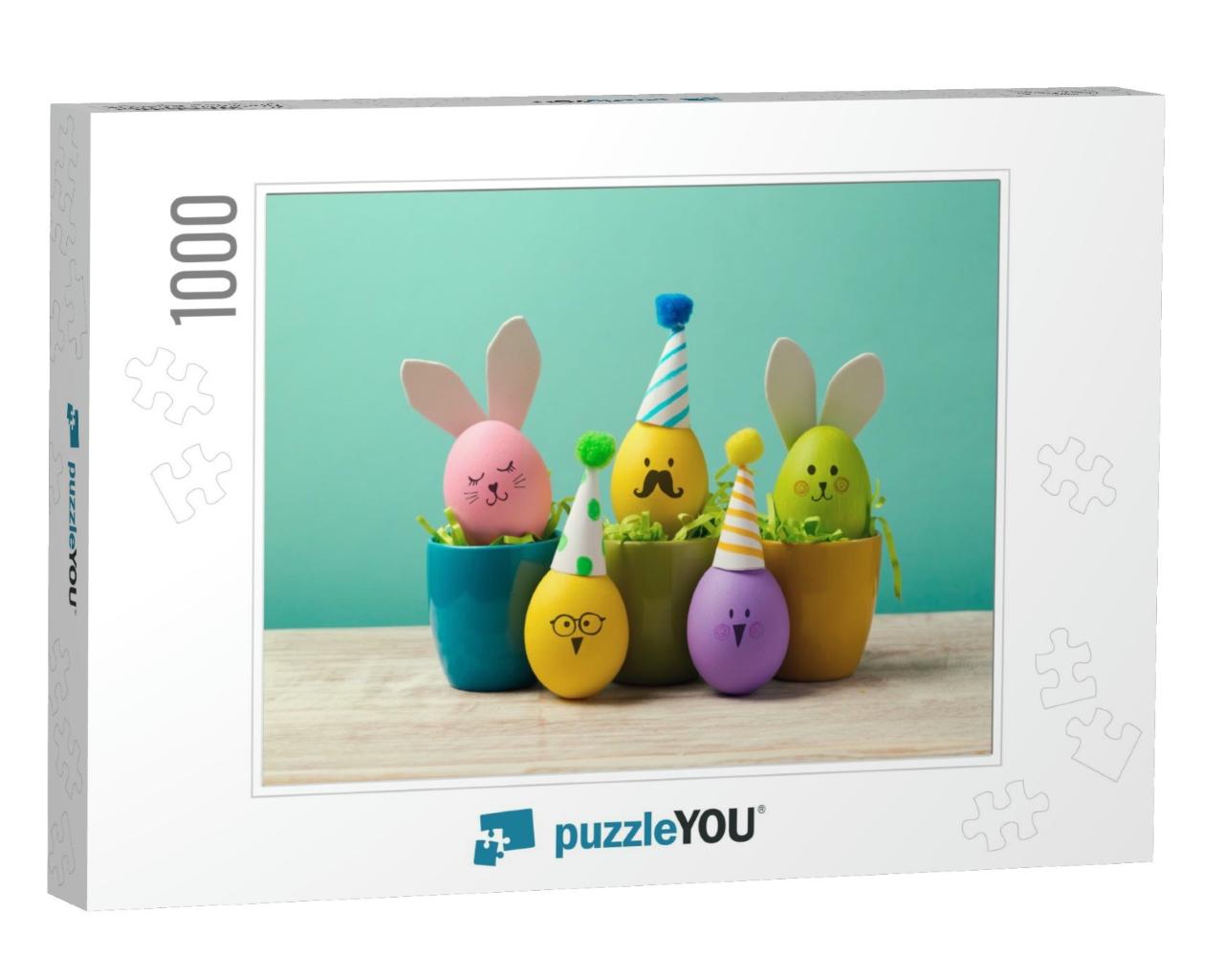 Easter Holiday Concept with Cute Handmade Eggs in Coffee... Jigsaw Puzzle with 1000 pieces