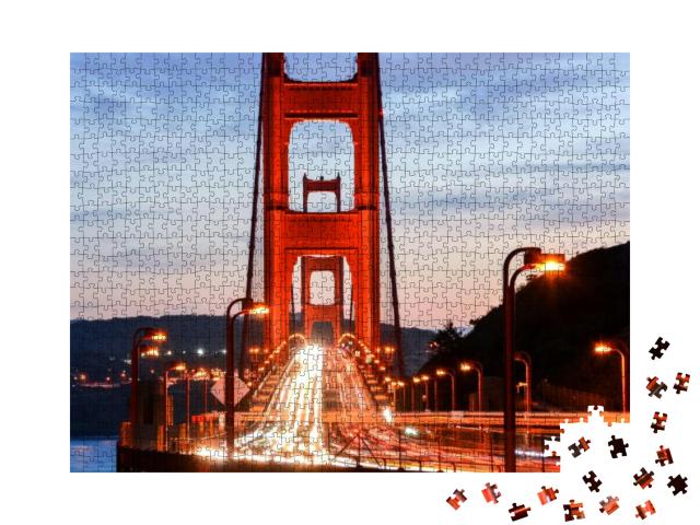 Golden Gate Bridge At Night, San Francisco... Jigsaw Puzzle with 1000 pieces