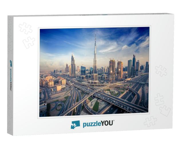 Dubai Skyline with Beautiful City Close to Its Busiest Hi... Jigsaw Puzzle