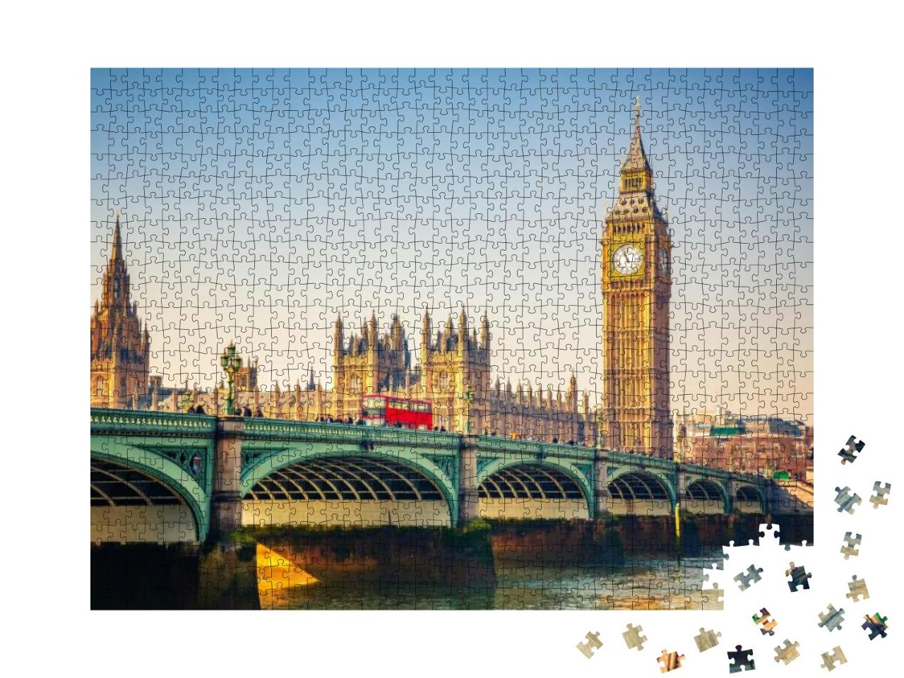 Big Ben & Westminster Bridge in London... Jigsaw Puzzle with 1000 pieces