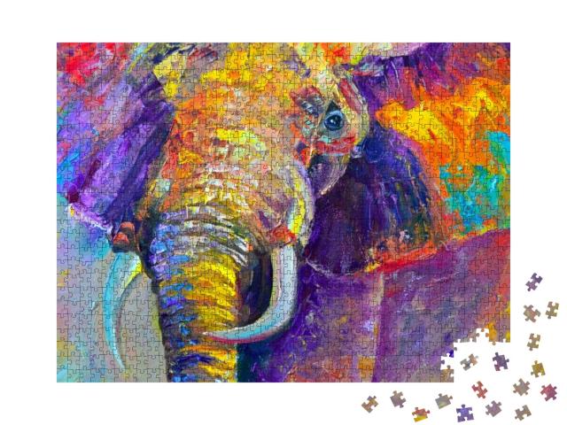 Original Oil Painting on Canvas. Abstract, Multicolored E... Jigsaw Puzzle with 1000 pieces
