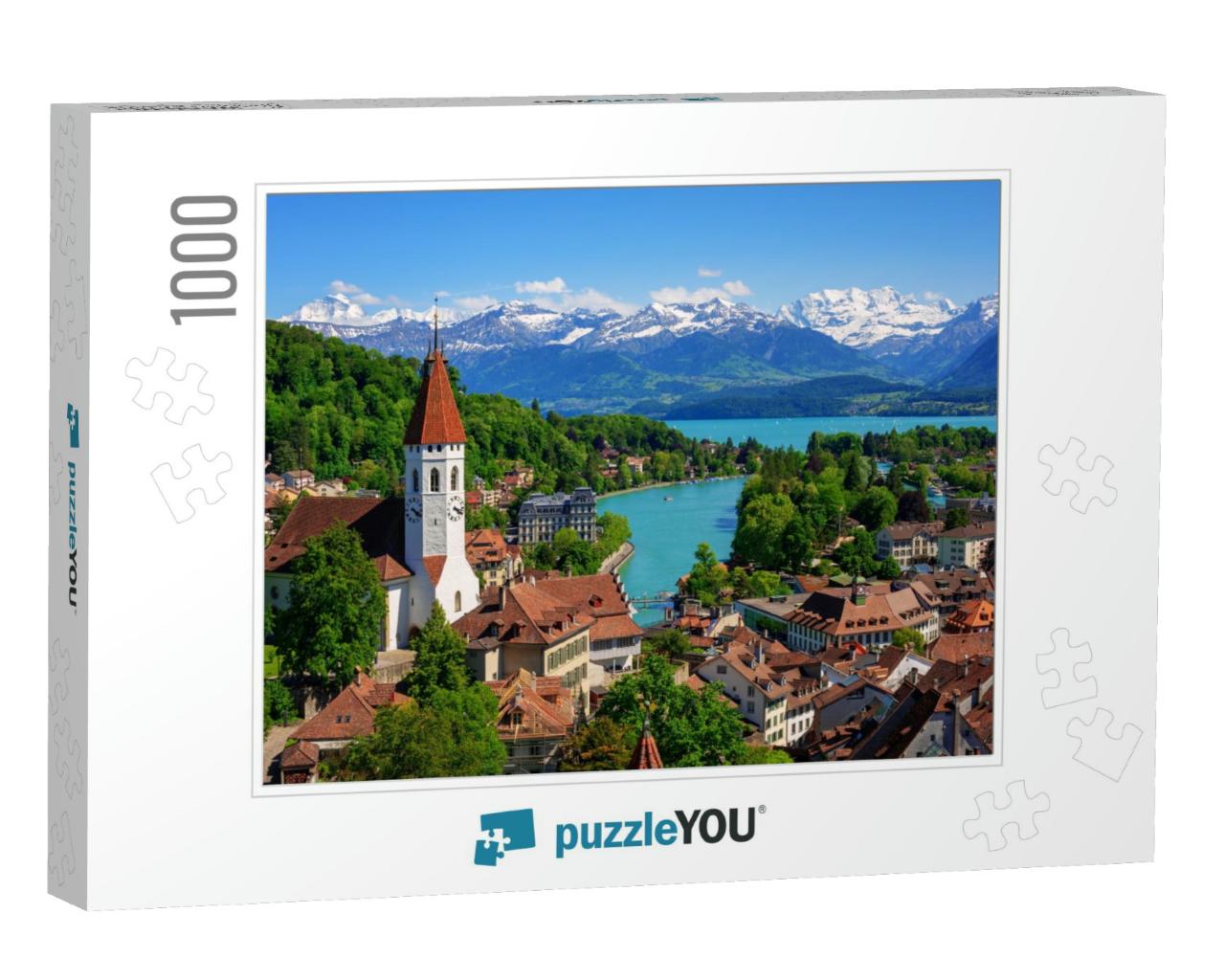 Historical Thun City & Lake Thun with Snow Covered Bernes... Jigsaw Puzzle with 1000 pieces