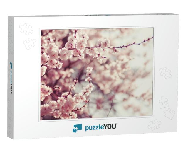 Spring Cherry Blossoms, Pink Flowers... Jigsaw Puzzle
