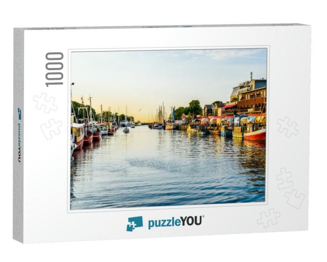 Canal with Ships & Baltic Sea in Warnemuende, Rostock Ger... Jigsaw Puzzle with 1000 pieces