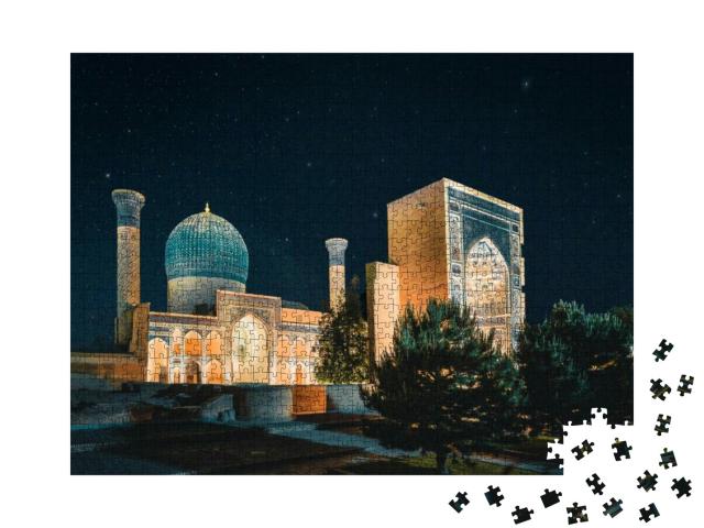 Gur-Emir Mausoleum At Night with Stars, Samarkand, Uzbeki... Jigsaw Puzzle with 1000 pieces