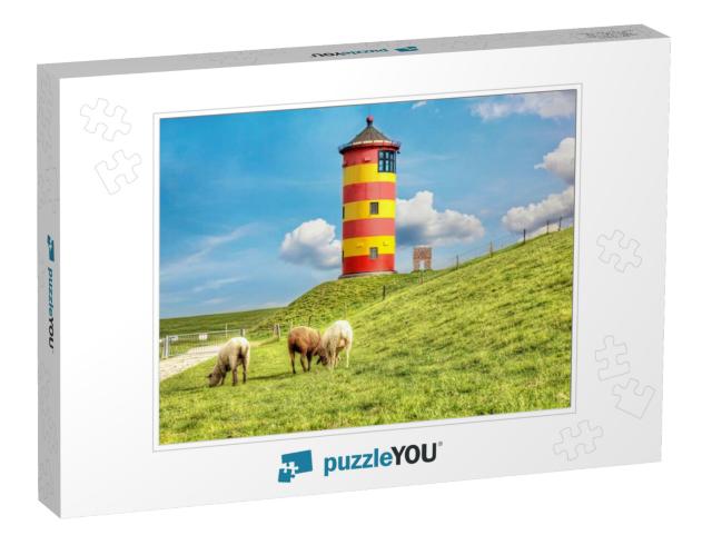 Sheep in Front of the Pilsum Lighthouse on the North Sea... Jigsaw Puzzle