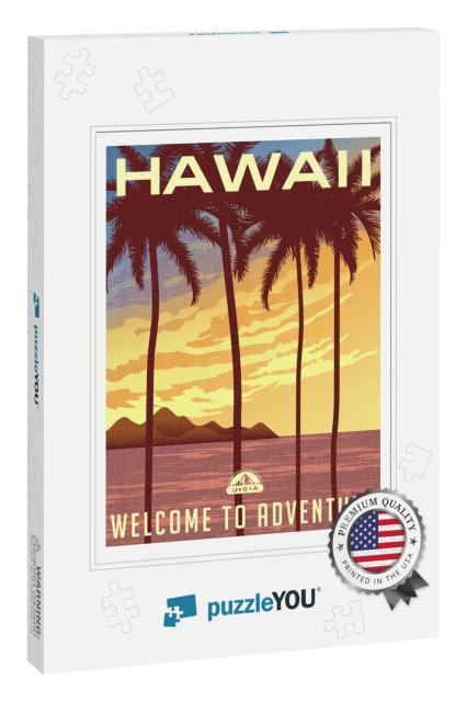 Retro Style Travel Poster or Sticker. United States, Hawa... Jigsaw Puzzle
