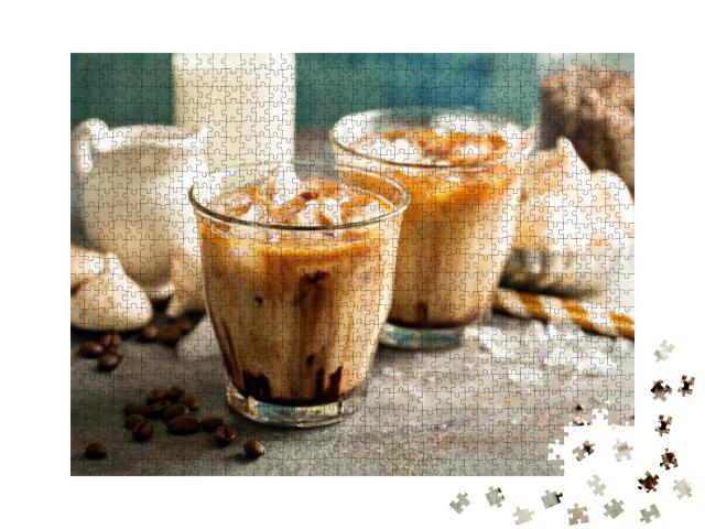 Iced Coffee with Milk, Chocolate Syrup & Meringues... Jigsaw Puzzle with 1000 pieces