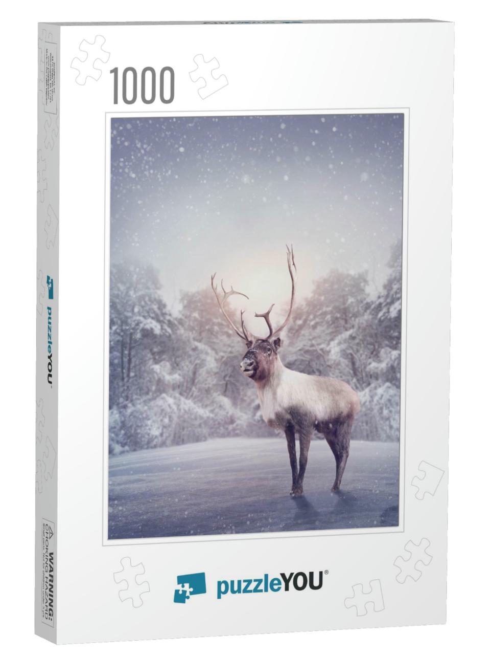 Reindeer Standing in the Snow... Jigsaw Puzzle with 1000 pieces