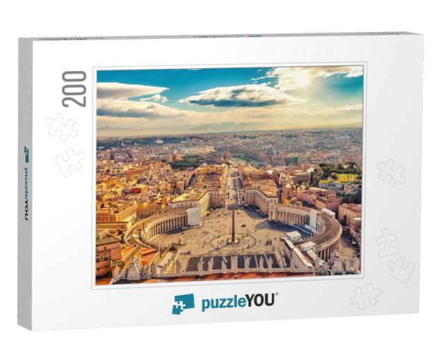 Saint Peters Square in Vatican & Aerial View of Rome... Jigsaw Puzzle with 200 pieces