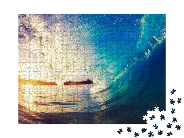 Sunrise Wave, Tropical Island Atoll, Nature Untouched Par... Jigsaw Puzzle with 1000 pieces