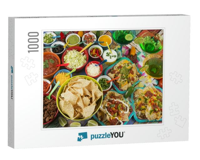 Mexican Food Nacho Buffet Photo Collage Jigsaw Puzzle with 1000 pieces