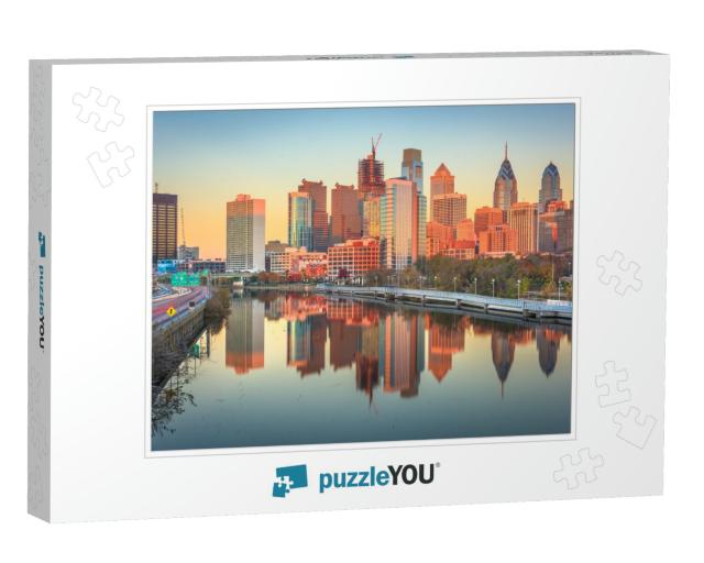 Philadelphia, Pennsylvania, USA Downtown Skyline At Dusk o... Jigsaw Puzzle