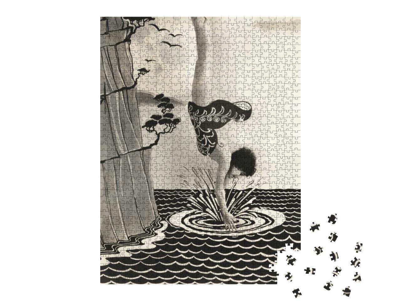 Young Woman Diving Into Water Illustration... Jigsaw Puzzle with 1000 pieces