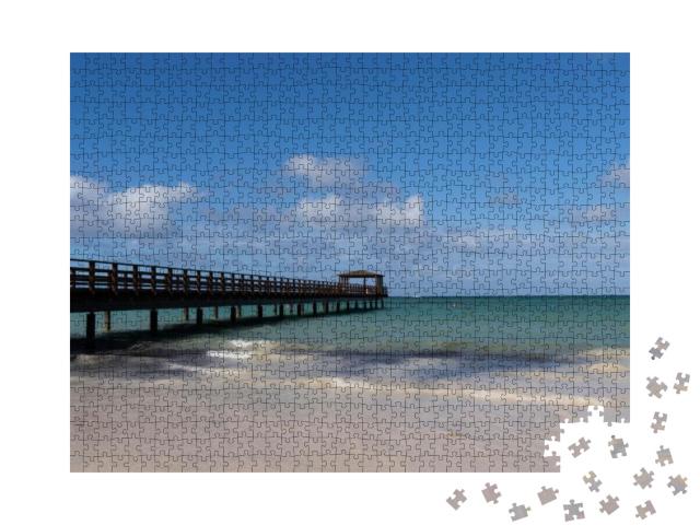 A Pier At Impressive Hotel Punta Cana Walk Over a Wooden... Jigsaw Puzzle with 1000 pieces