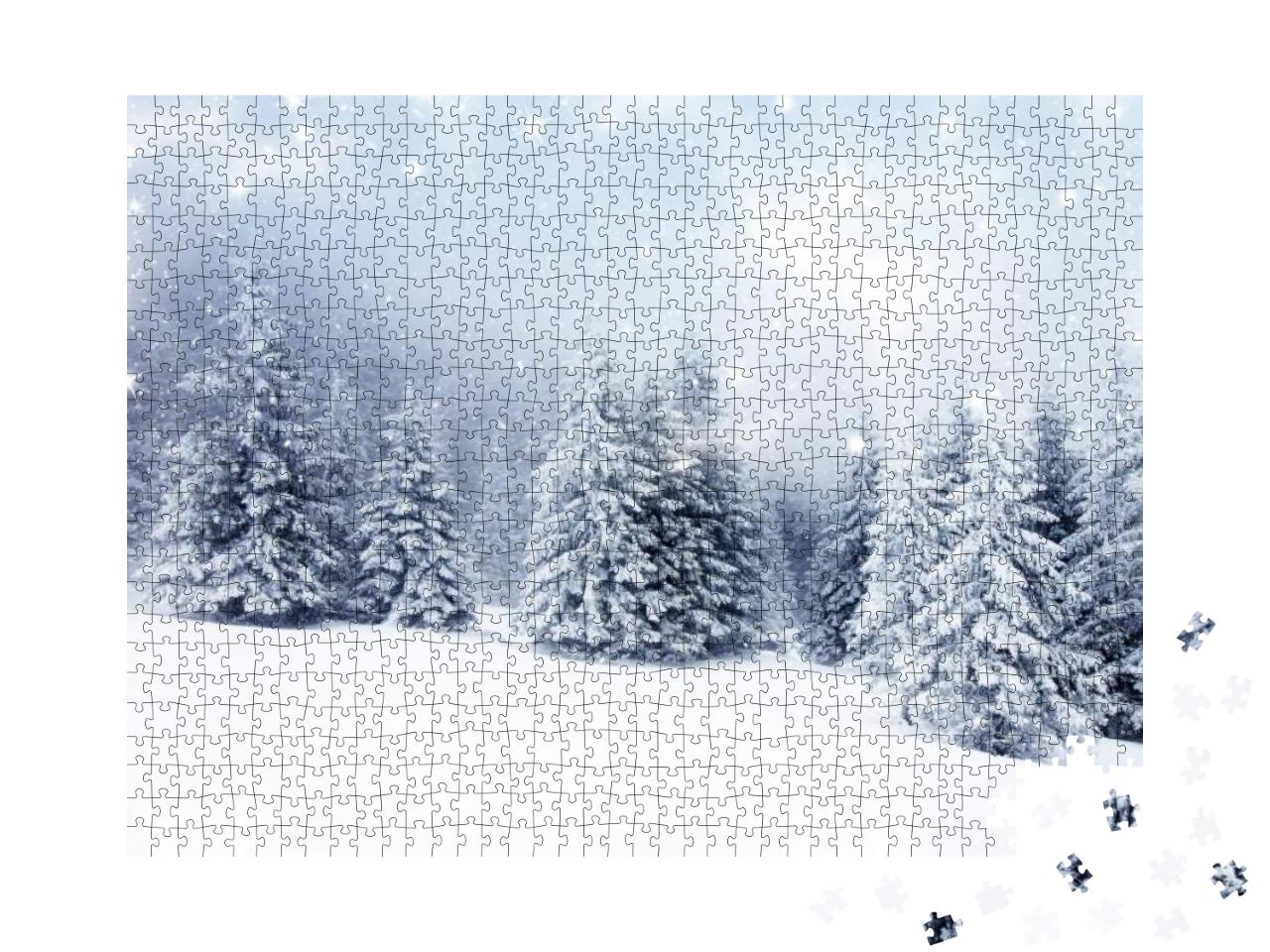 Christmas Background with Snowy Fir Trees... Jigsaw Puzzle with 1000 pieces
