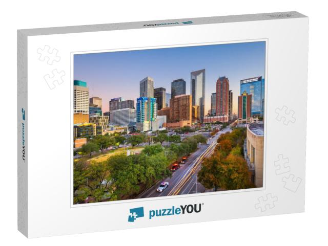 Houston, Texas, USA Downtown Park & Skyline At Twilight... Jigsaw Puzzle