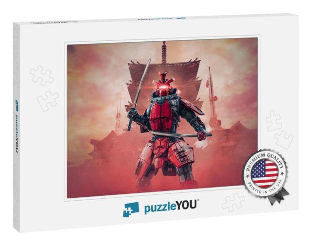 Cyborg Samurai Warrior - 3D Illustration of Science Ficti... Jigsaw Puzzle