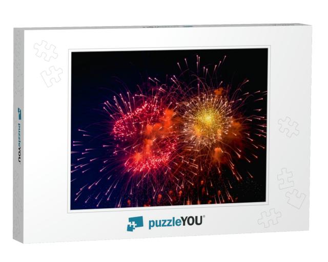 Holiday Fireworks Backgrounds with Sparks, Colored Stars... Jigsaw Puzzle