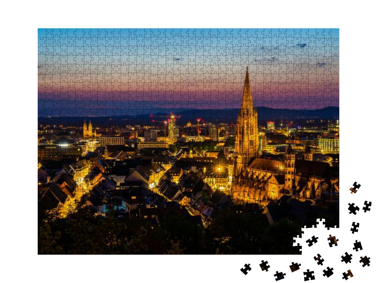 Germany, Black Forest City Freiburg Im Breisgau Cathedral... Jigsaw Puzzle with 1000 pieces