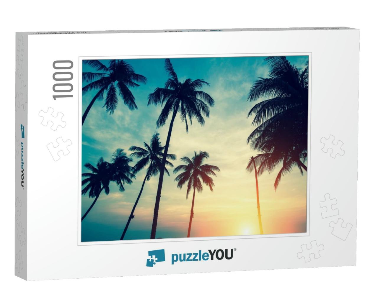 Silhouettes of Palm Trees Against the Sky During a Tropic... Jigsaw Puzzle with 1000 pieces
