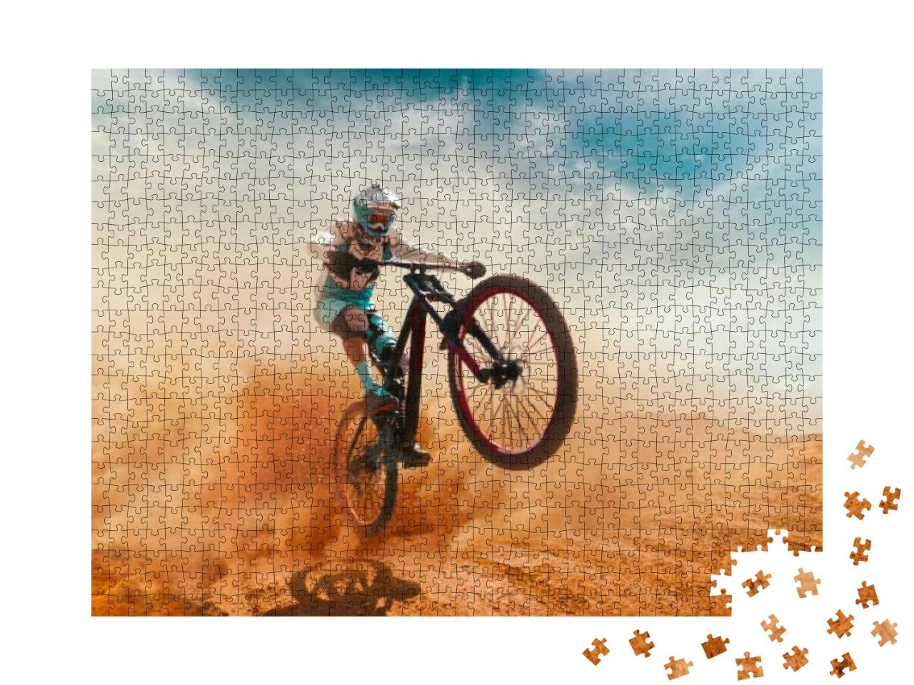 Cyclist Riding a Bicycle. Downhill... Jigsaw Puzzle with 1000 pieces