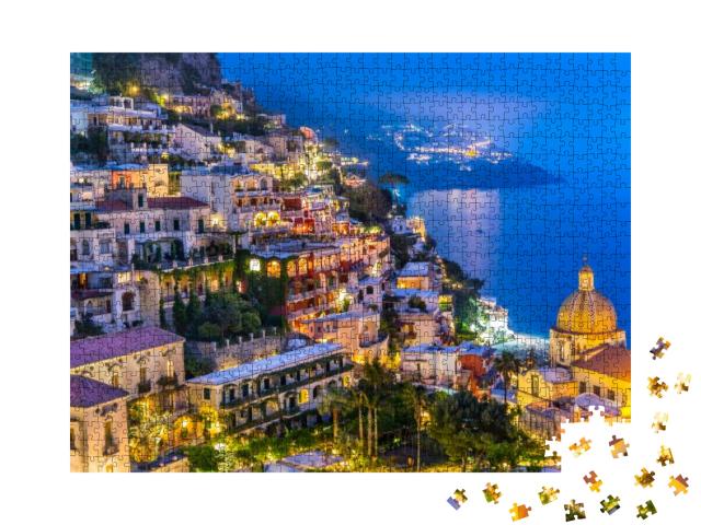 Night View of Positano Village At Amalfi Coast, Italy... Jigsaw Puzzle with 1000 pieces