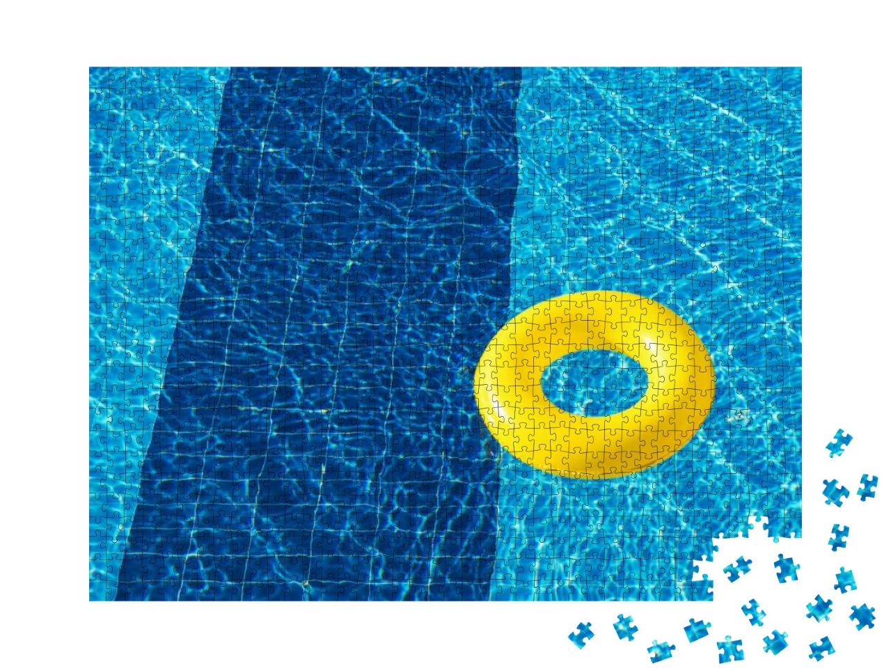 Yellow Pool Float, Ring Floating in a Refreshing Blue Swi... Jigsaw Puzzle with 1000 pieces