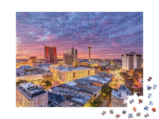 San Antonio, Texas, USA Downtown City Skyline At Dusk... Jigsaw Puzzle with 1000 pieces