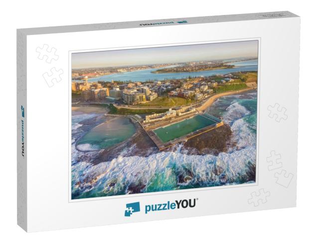 Aerial Shot of Sun Rising Over the Newcastle Ocean Baths... Jigsaw Puzzle