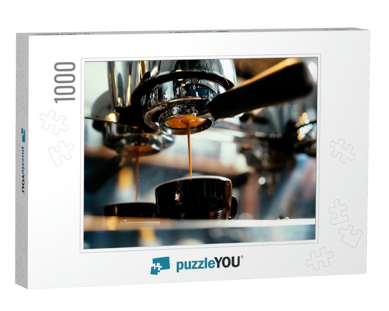 Close-Up of Espresso Pouring from Coffee Machine. Profess... Jigsaw Puzzle with 1000 pieces