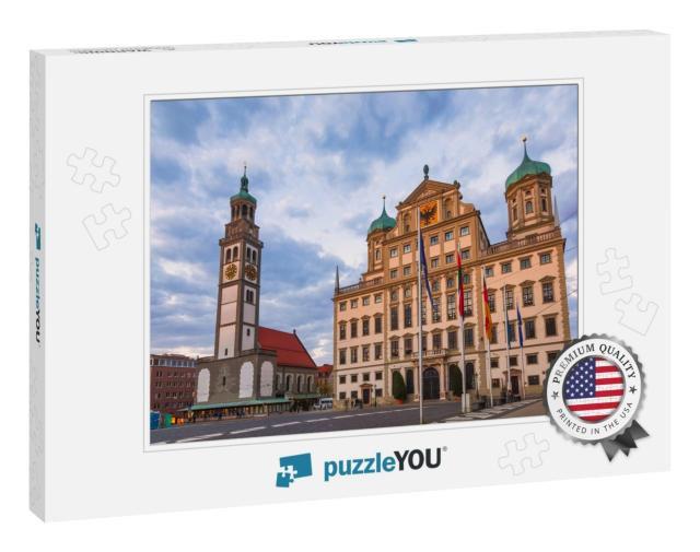 Augsburg Cityscape with Perlach Tower Perlachturm & Town... Jigsaw Puzzle