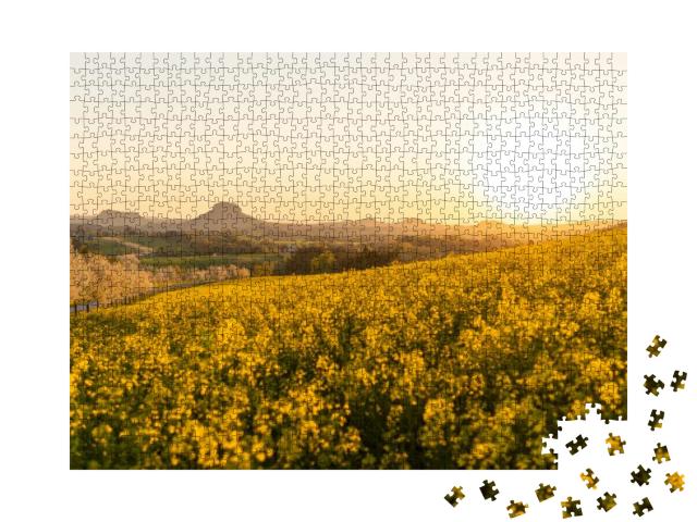 Beautiful Rape Field in Saxon Switzerland, View to the Sa... Jigsaw Puzzle with 1000 pieces