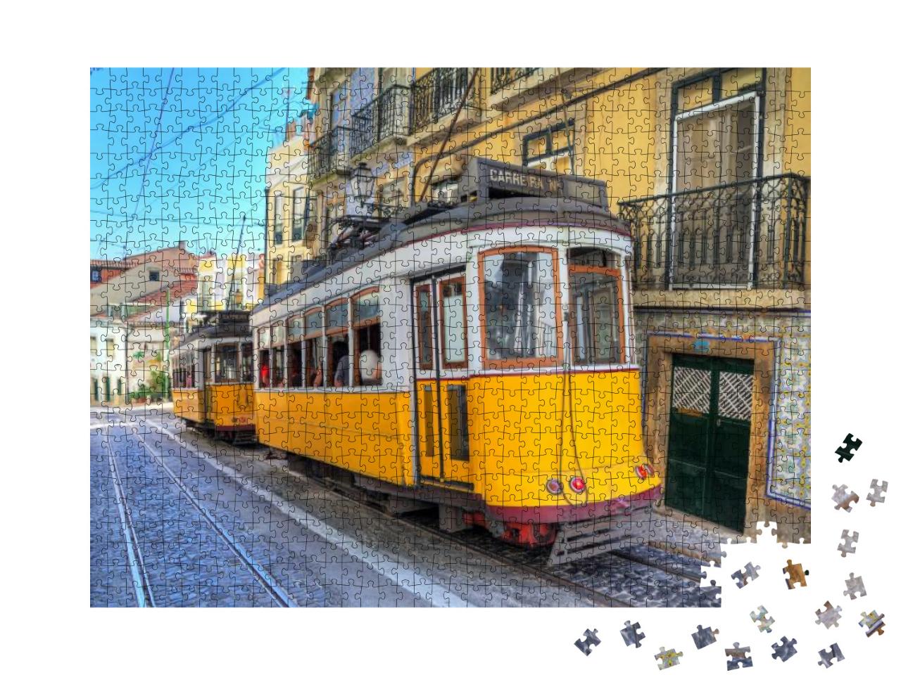 Beautiful Image of the Traditional Yellow Trams in Lisbon... Jigsaw Puzzle with 1000 pieces
