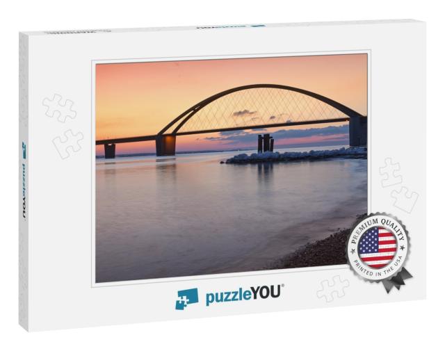 Fehmarn Sound Bridge in Beautiful Sunset... Jigsaw Puzzle