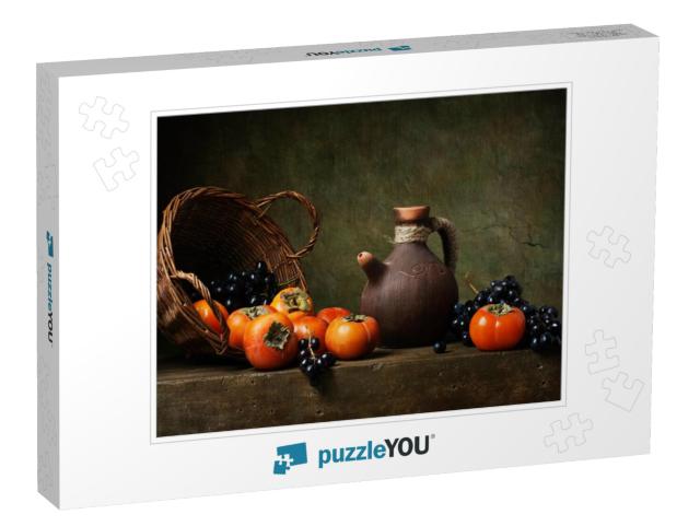 Still Life with Persimmons & Grapes on the Table... Jigsaw Puzzle