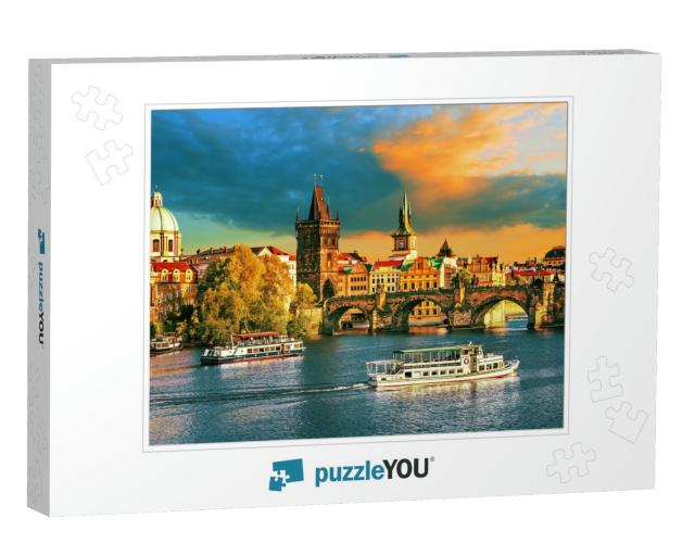 Scenic View on Vltava River & Historical Center of Prague... Jigsaw Puzzle