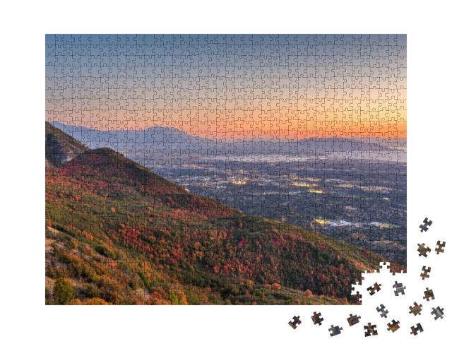 Provo, Utah, USA View of Downtown from the Lookout During... Jigsaw Puzzle with 1000 pieces