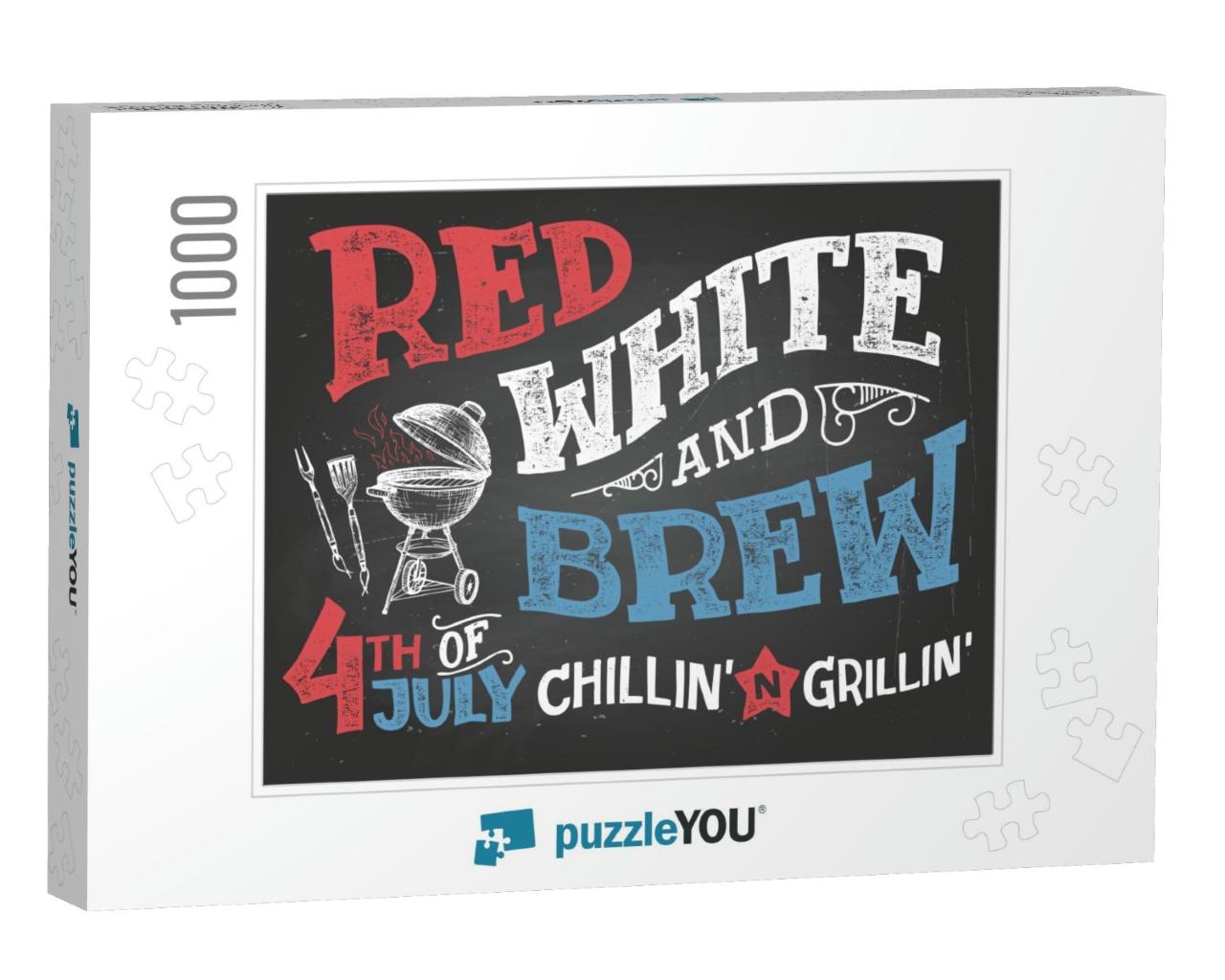 Red White & Brew. 4th of July Celebration, Independence... Jigsaw Puzzle with 1000 pieces