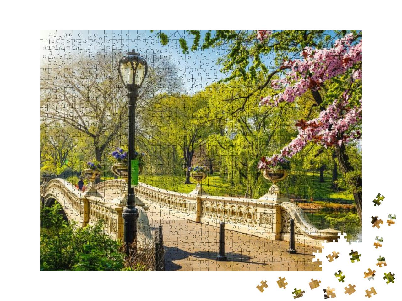 Bow Bridge in Central Park At Spring Sunny Day, New York... Jigsaw Puzzle with 1000 pieces